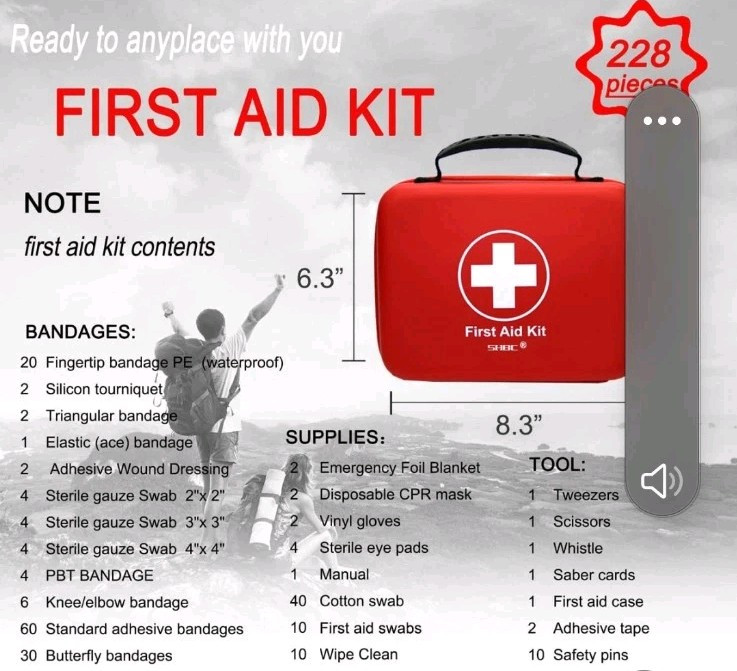 Compact First Aid Kit (228pcs) Designed for Family Emergency Care. Waterproof…