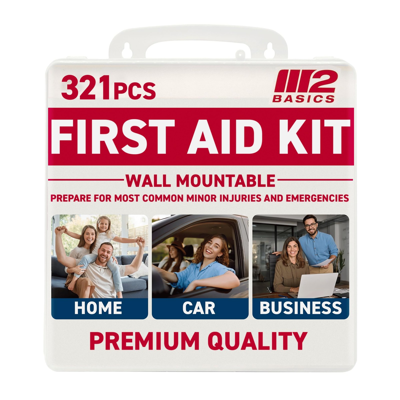 M2 BASICS 321 Piece First Aid Kit, Hard Case Emergency Medical Kit with Suppl…