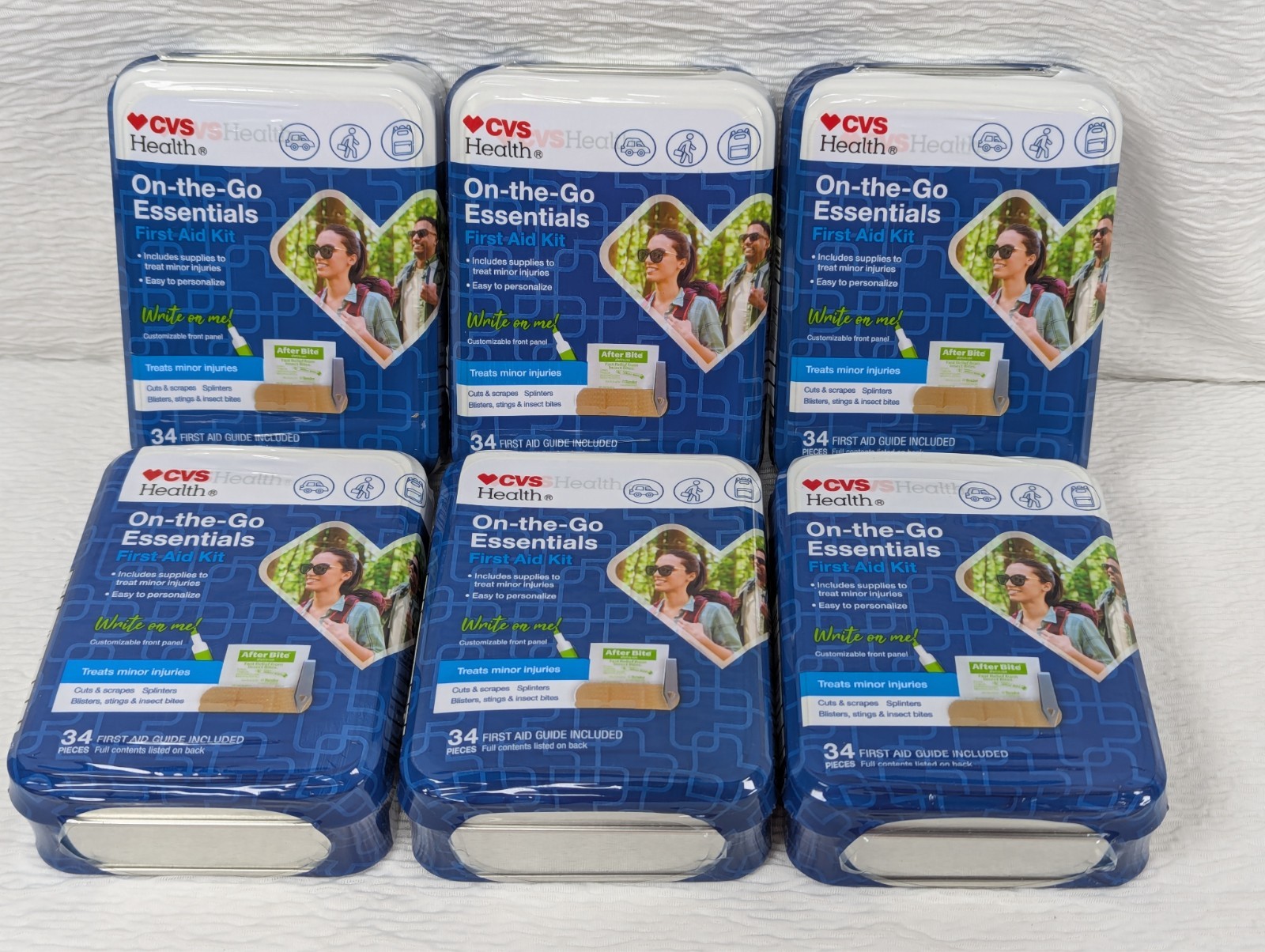 CVS Health – On-the-Go Essentials – 34 Piece First Aid Kits – 6 Pack