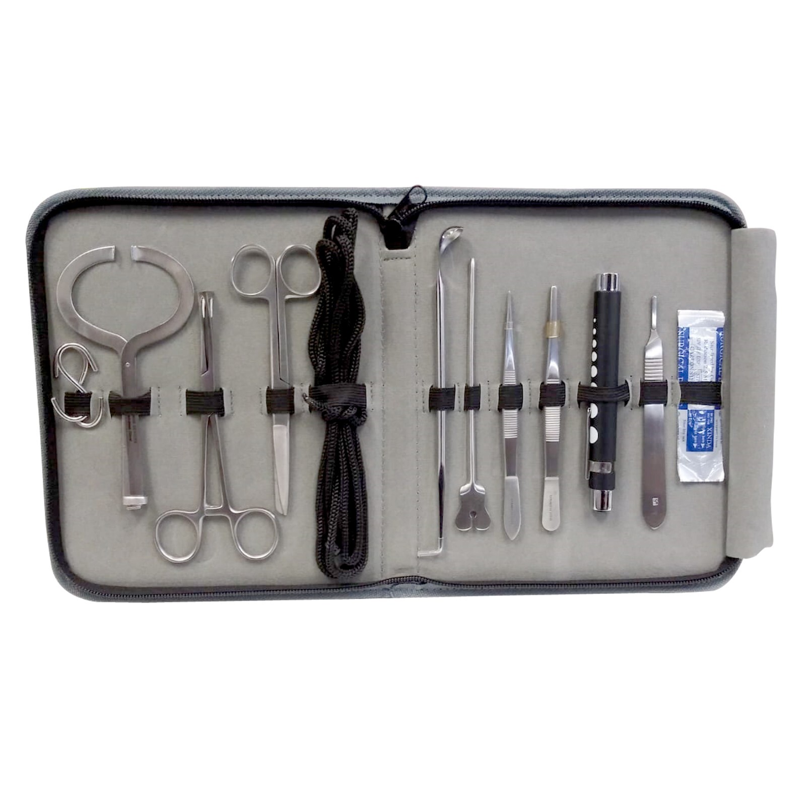 Medical Services Set Caponizing 17-PC Kit Stainless Steel with Black Zipper Case