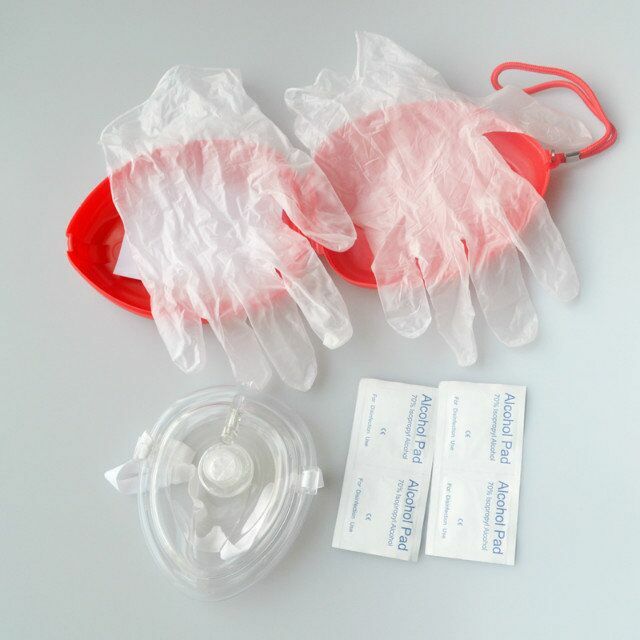 3pcs CPR Face shield With 4Pcs Alcohol Pad 1 Pair Glove CPR set