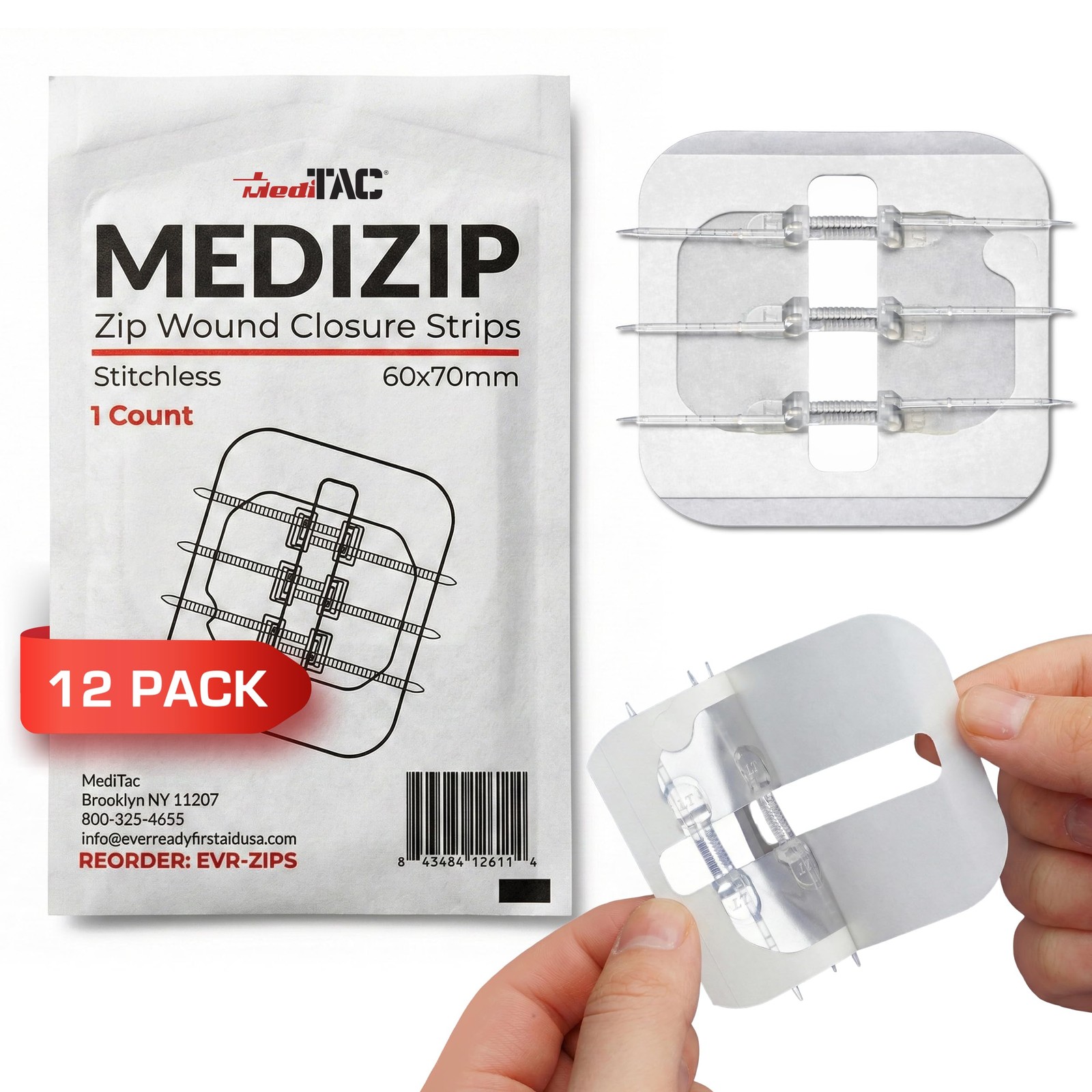 Stitchless Zip Wound Closure Strips for Cuts and Lacerations 60x70mm…