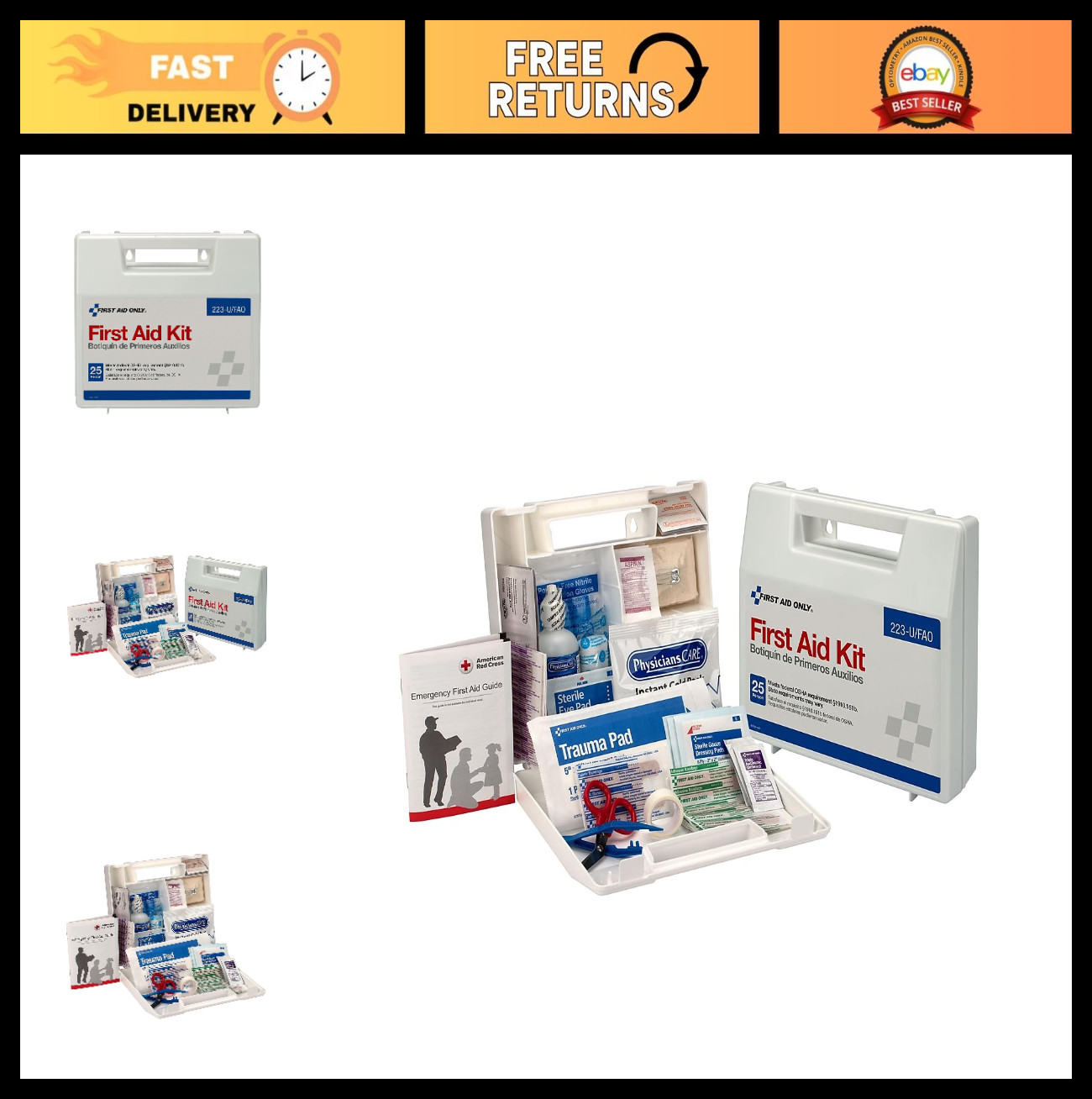 All-Purpose OSHA-Compliant First Aid Kit for 25 People – 106 Pieces, Emergency S