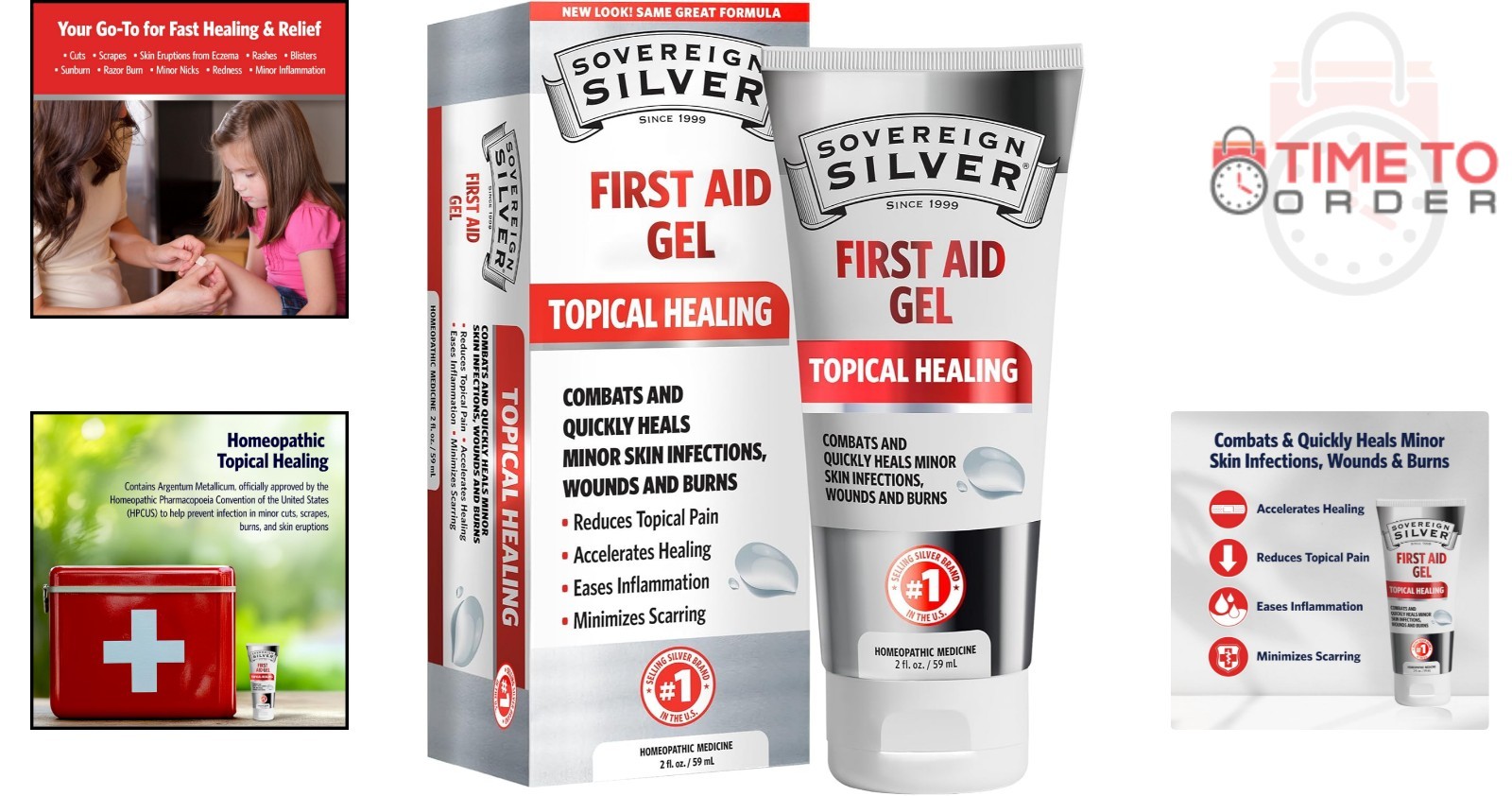First Aid Gel Silver Wound Care Support Minor Skin Irritations 2 fl oz