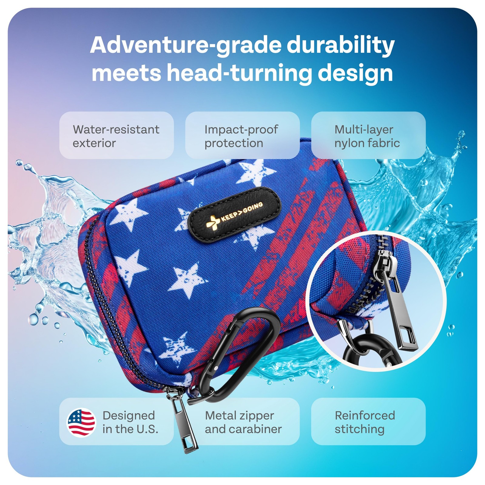 KeepGoing Travel First Aid Kit for Car, Home, Hiking, Red, White, Or Blue