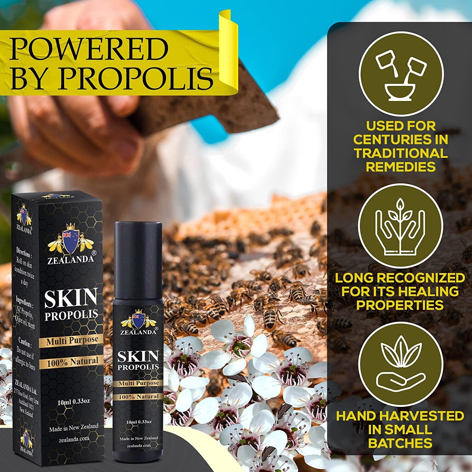 Skin Propolis, Multi Purpose 100% Natural, Alcohol-Free for Acne, Pimple, Eczema
