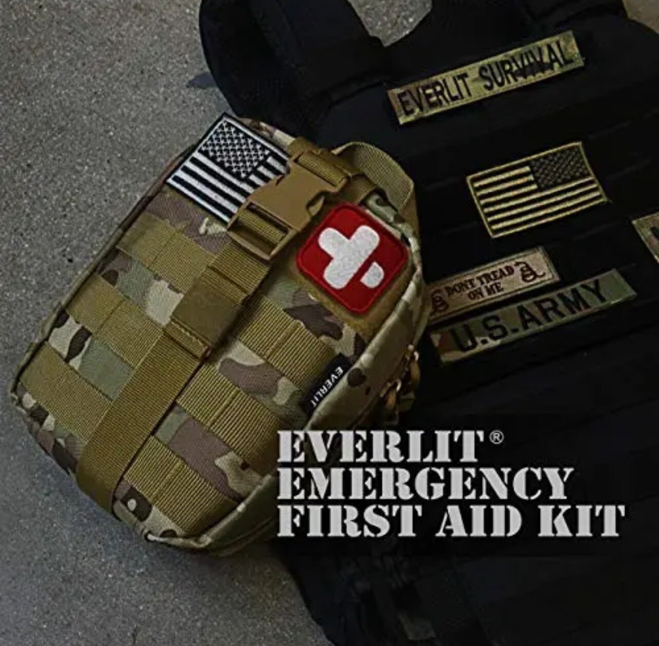 EVERLIT 250 Pieces Survival First Aid Kit IFAK Molle System Compatible Outdoor