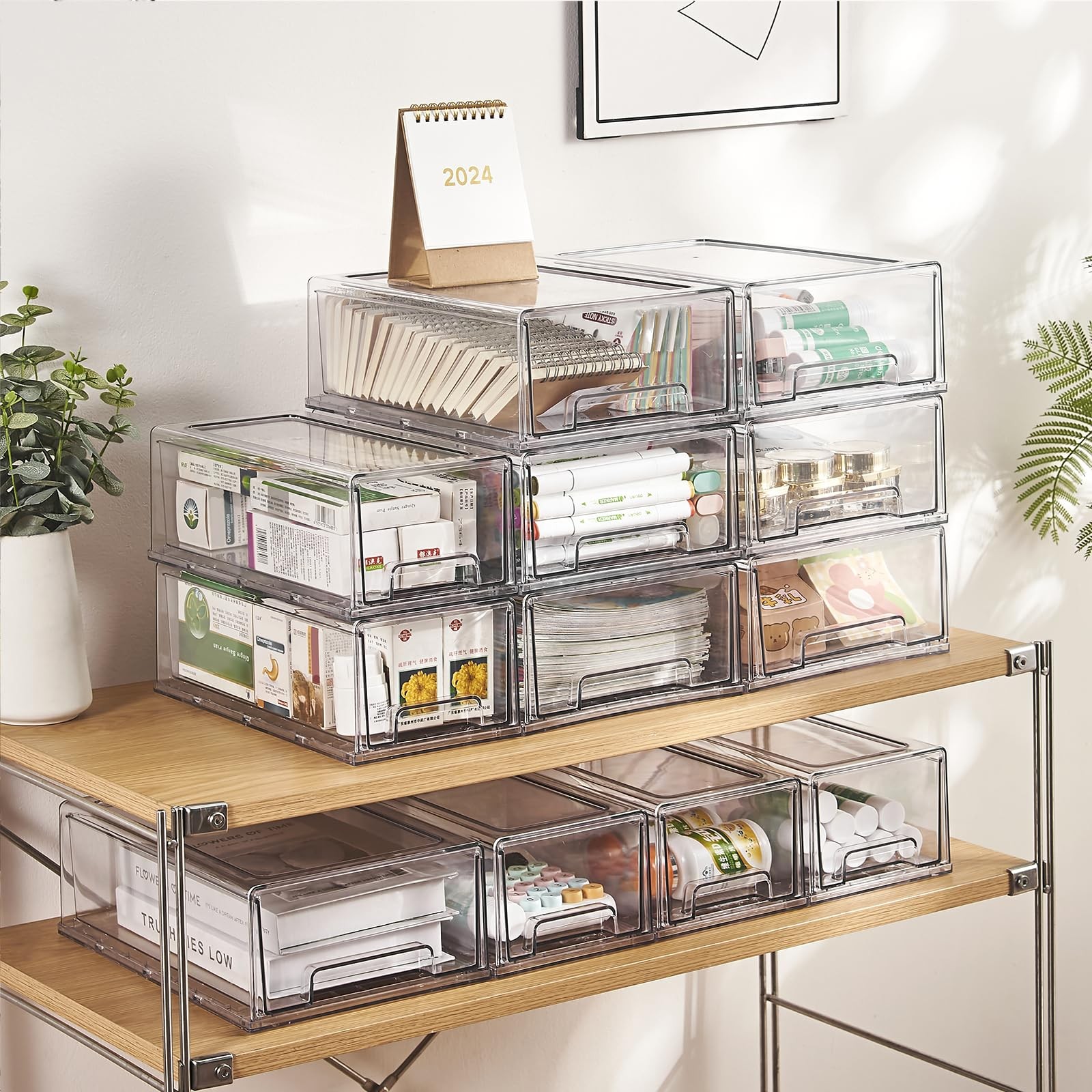 clear Drawer-Type Plastic Storage Box Bins Organizer，Family First Aid Kits Me…