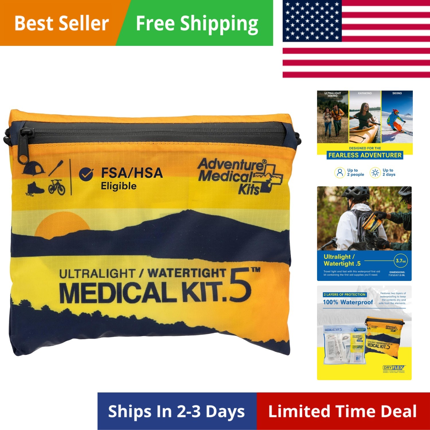 Adventure Medical Kit Ultralight/Watertight Medical Kit .5 – Up to 2 People, …