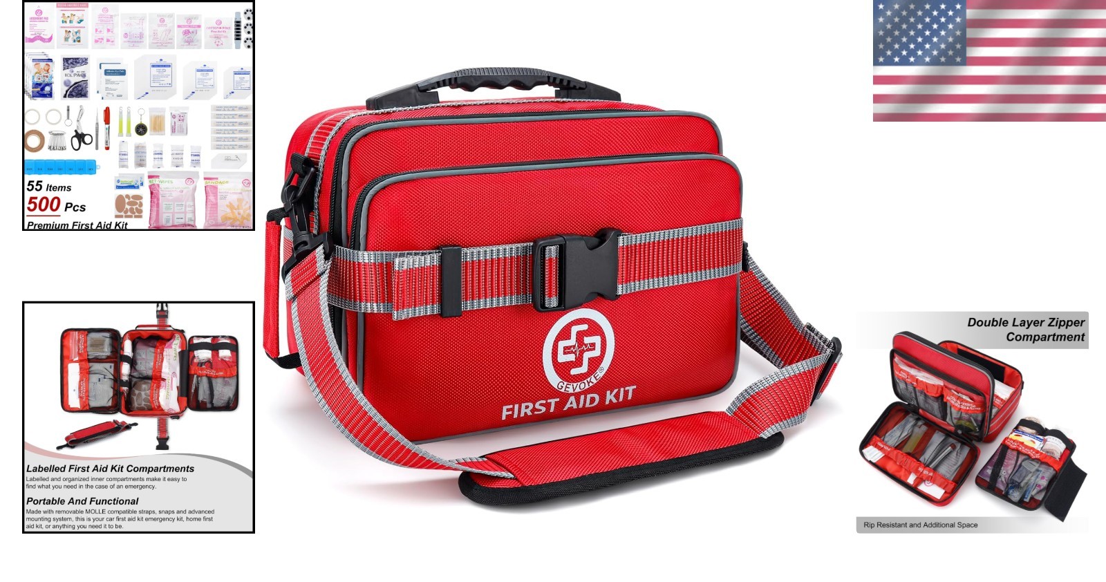 Professional 500-Piece First Aid Kit: Essential for Home, Travel & Adventure