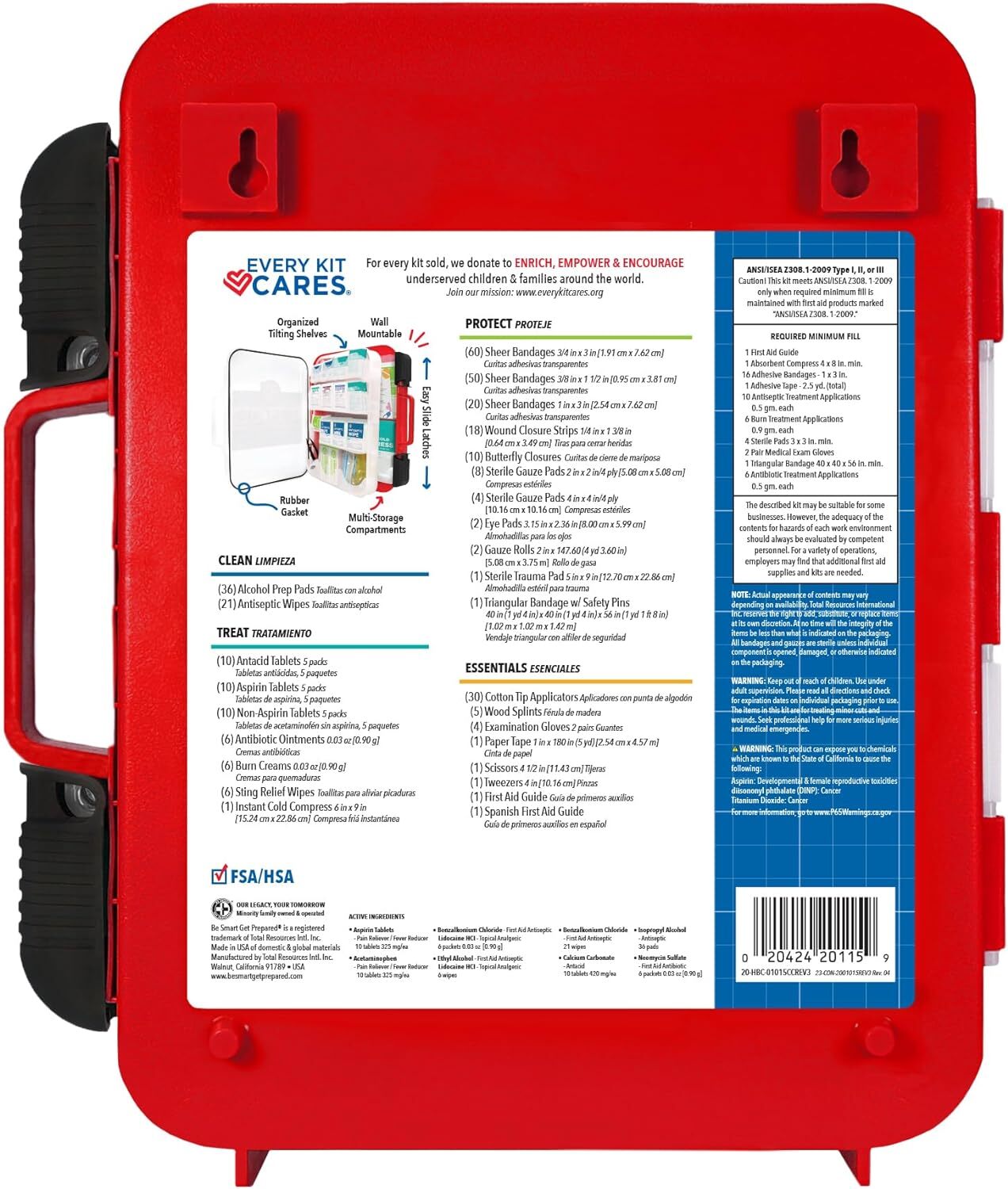 326 Piece First Aid Kit Portable Rugged Case For Home And Business Safety