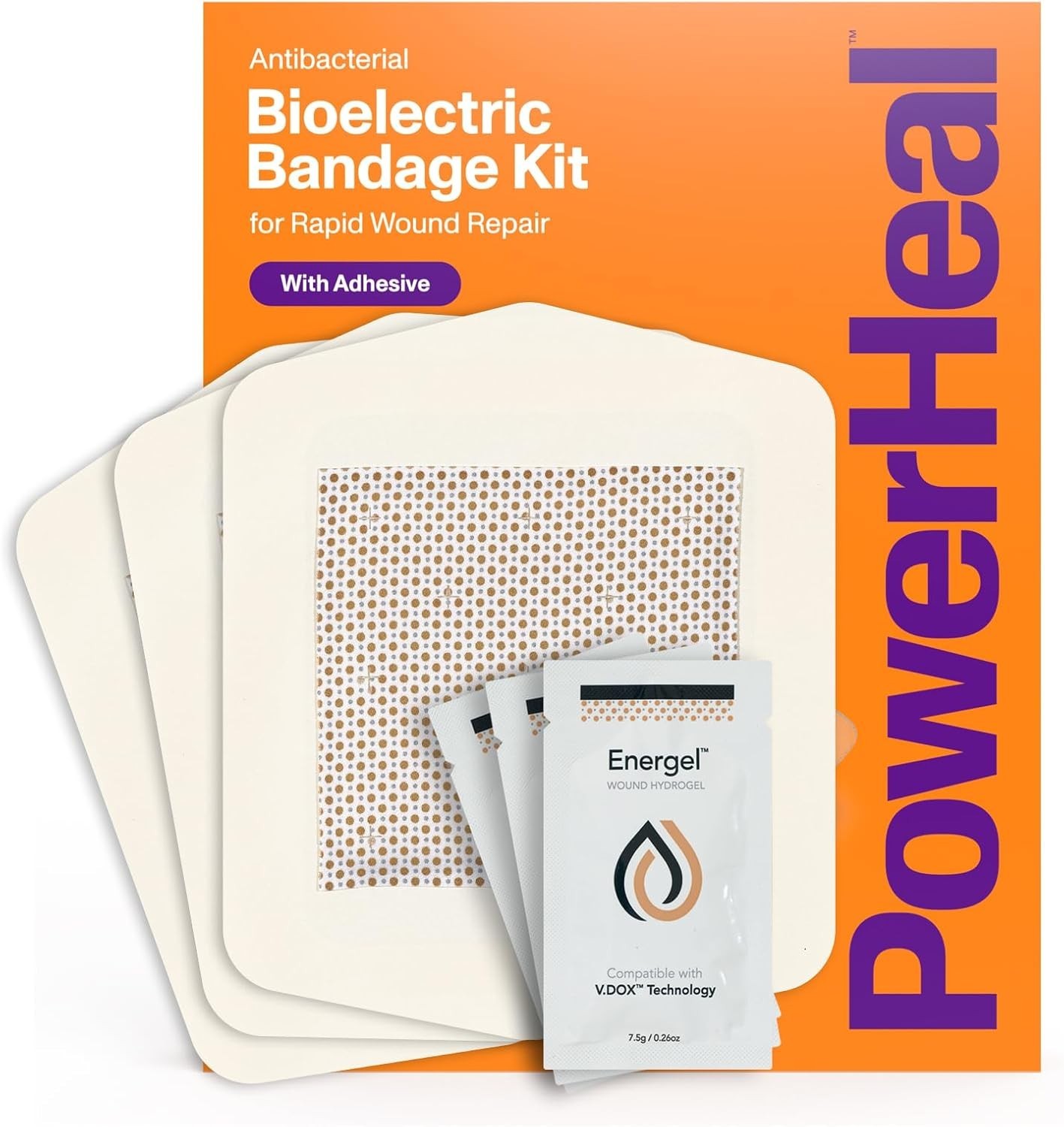 3-Pack Bioelectric Bandage & Hydrogel for Quick Wound Healing, 6" x 6" Size