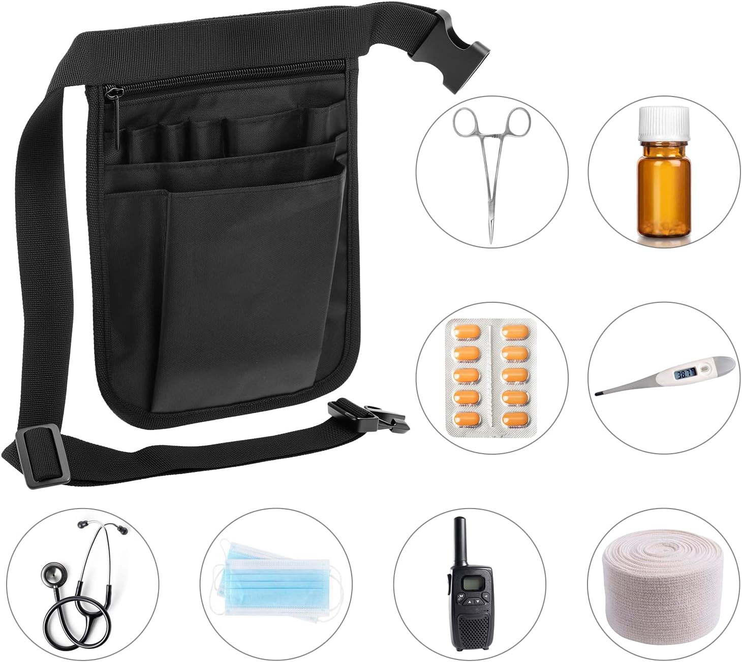 Medical Organizer Belt, Nurse Storage Bag Waist Bag Pouch for Medical Scissor…