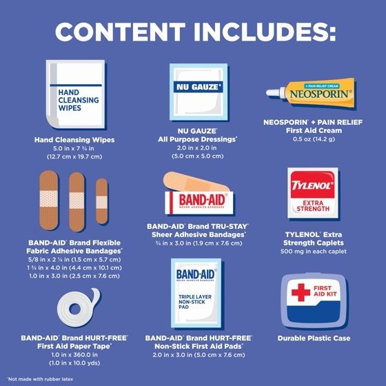 Band-Aid Travel Ready Portable Emergency First Aid Kit for Minor Wound Care with