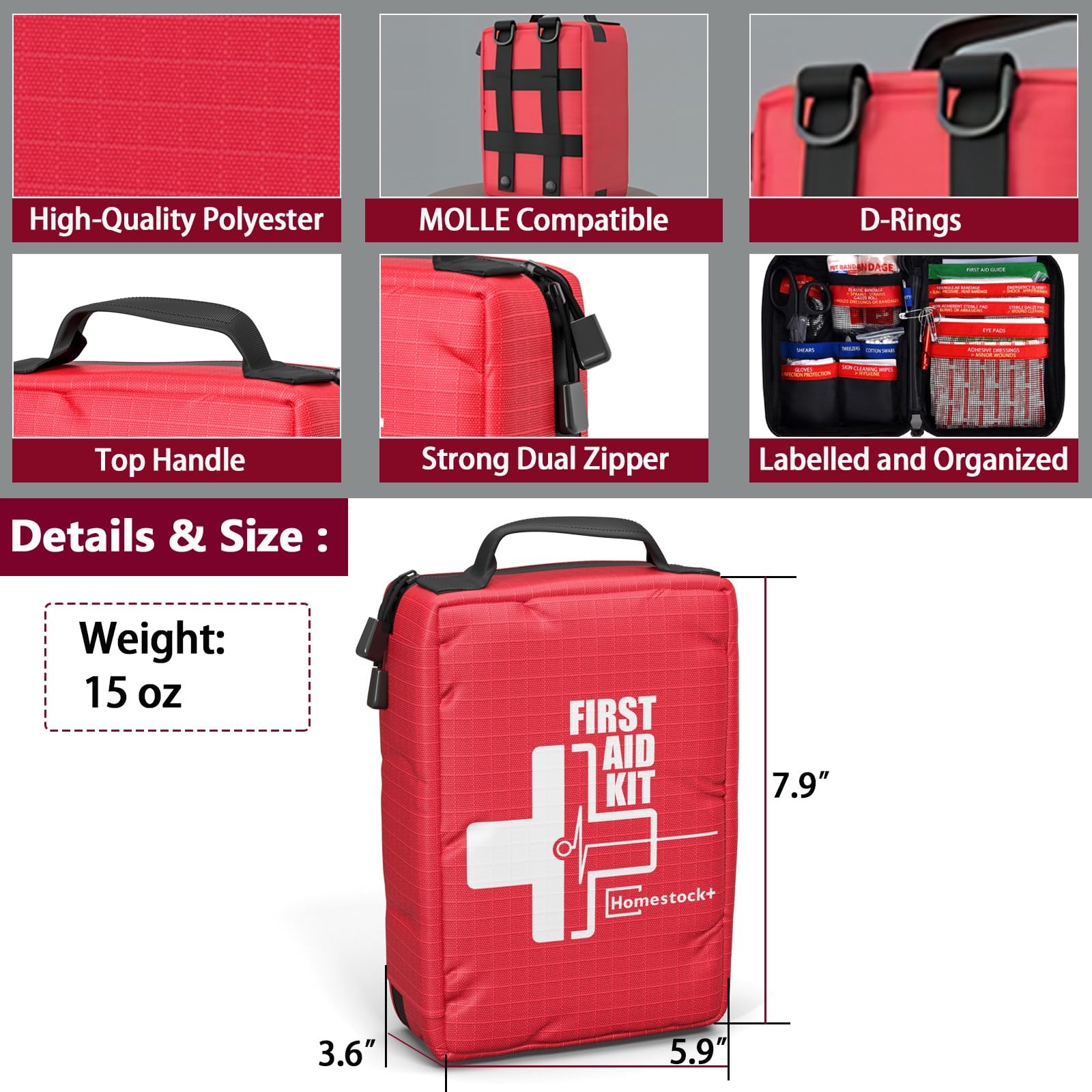 Small First aid Kits,Travel First Aid Kit with Labelled Compartments Molle Sy…