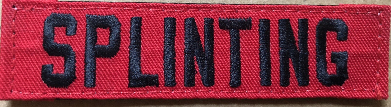 New Splinting Patch For First Aid Bag 4” X 1” Black On Red Hook Back FREE Ship