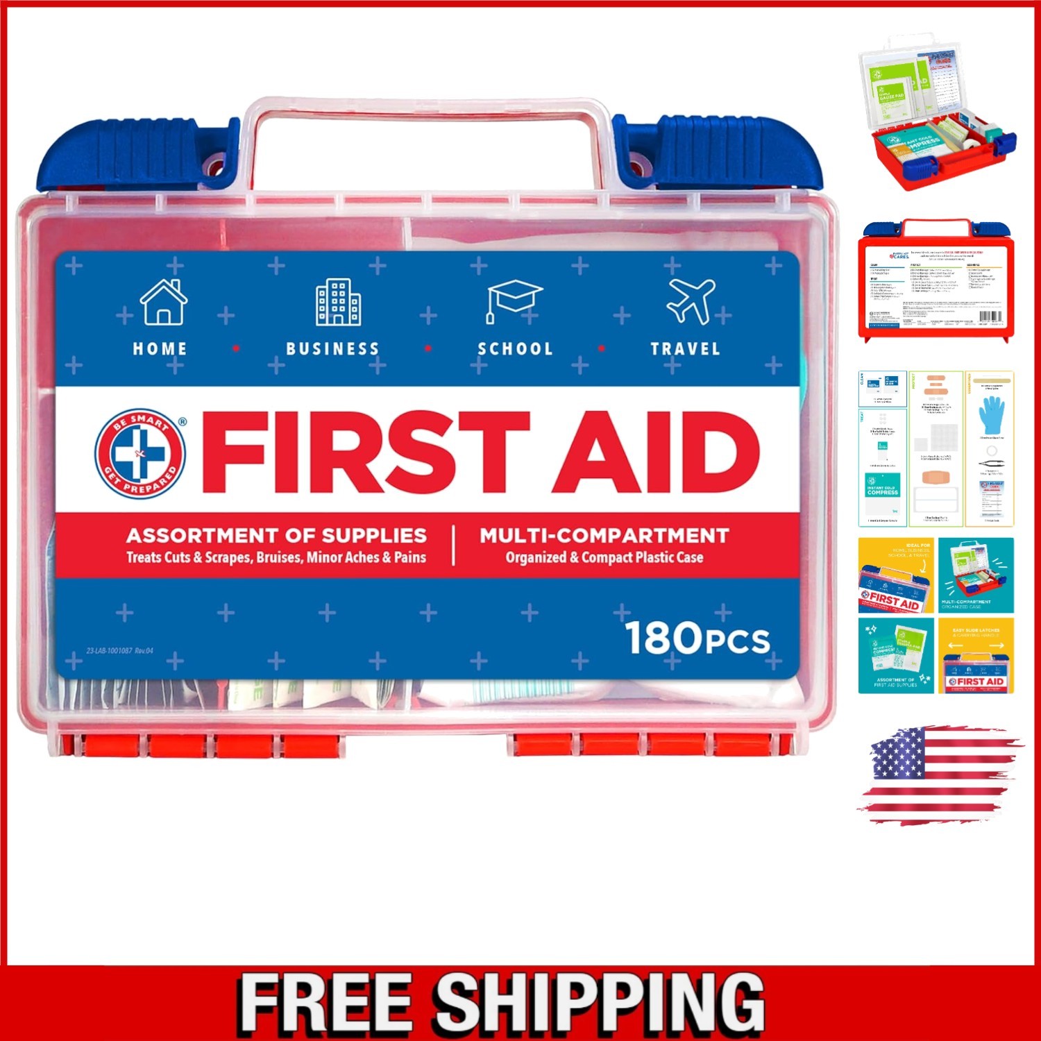 Essential 180 Piece First Aid Kit – Perfect for Home, Travel, and Outdoor Safety