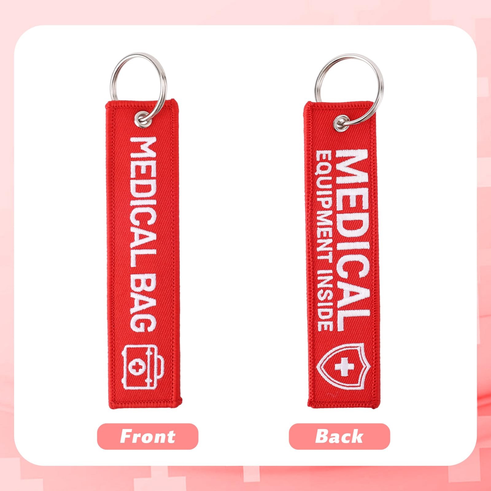 2pcs Medical Alert Tag for Bag, 13x3cm/5.12×1.18 inch, Red, White