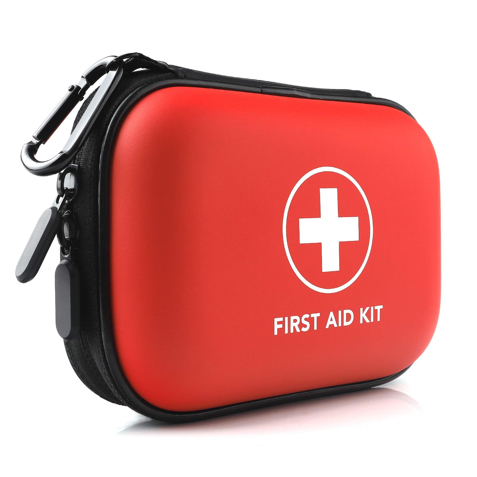 Mini First Aid Kit, 100 Pieces Water-Resistant Hard Shell Small Case – Red