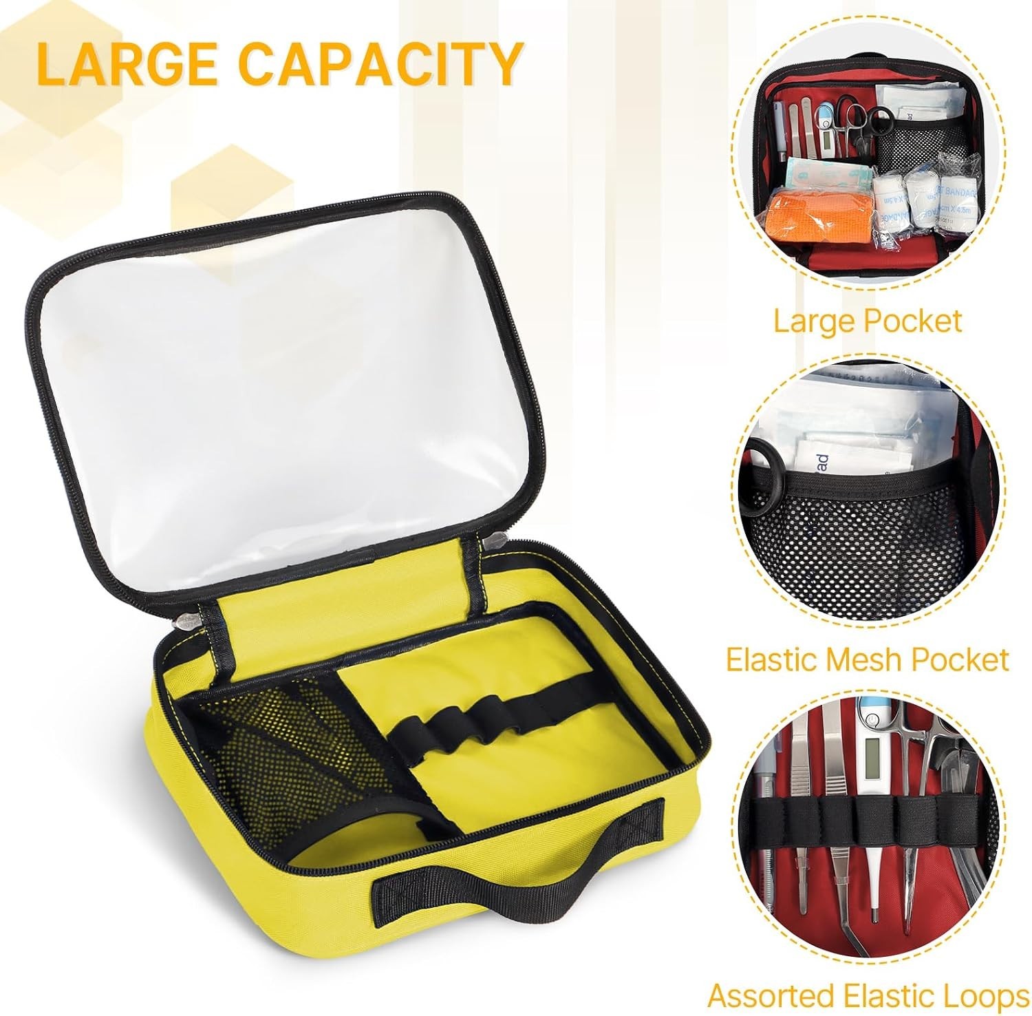 Portable Clear PVC First Aid Kit Pouch – Lightweight & Waterproof Yellow Design