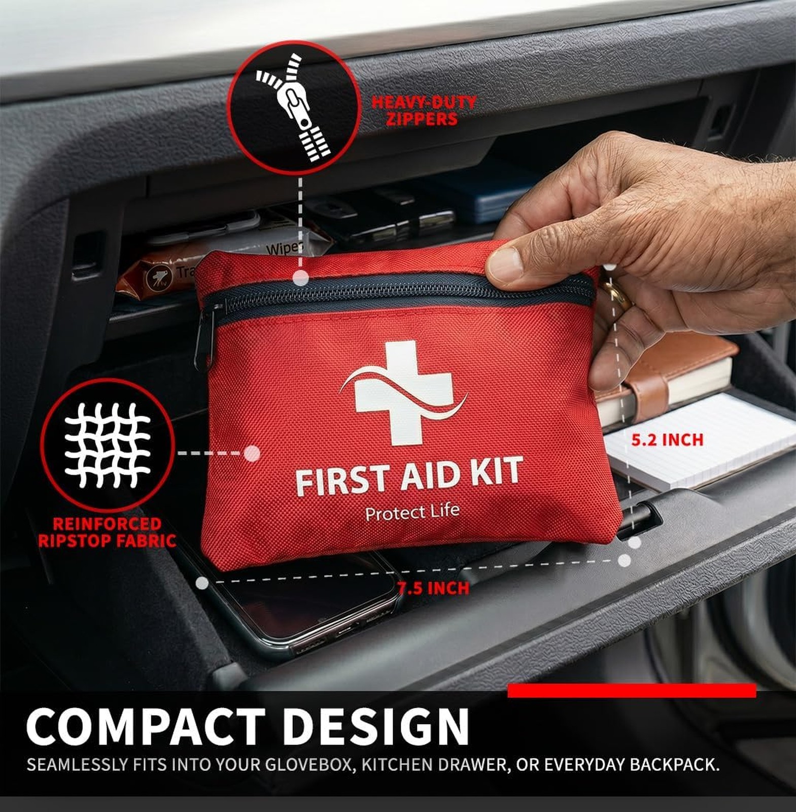 Mini First Aid Kit 100 Piece Waterproof Emergency Kit for Car Boat Camping