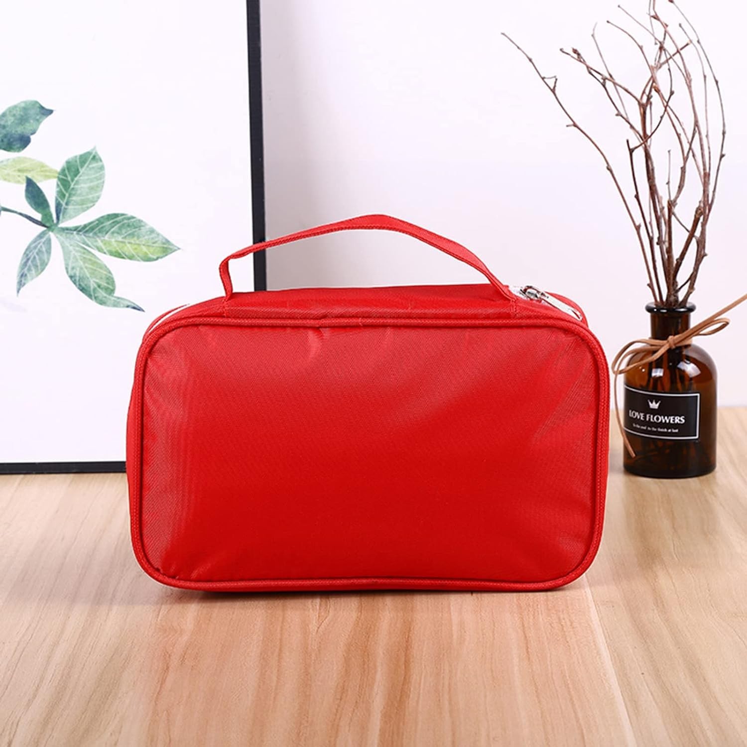 Tomolucky Direct 4Pcs Red Empty First Aid Bag 9 x 5 x 3 inches,