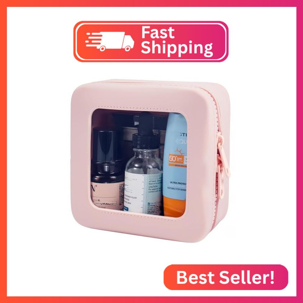 Small Clear Makeup Bag for Women, Mini Silicone Travel Cosmetic Case Waterproof