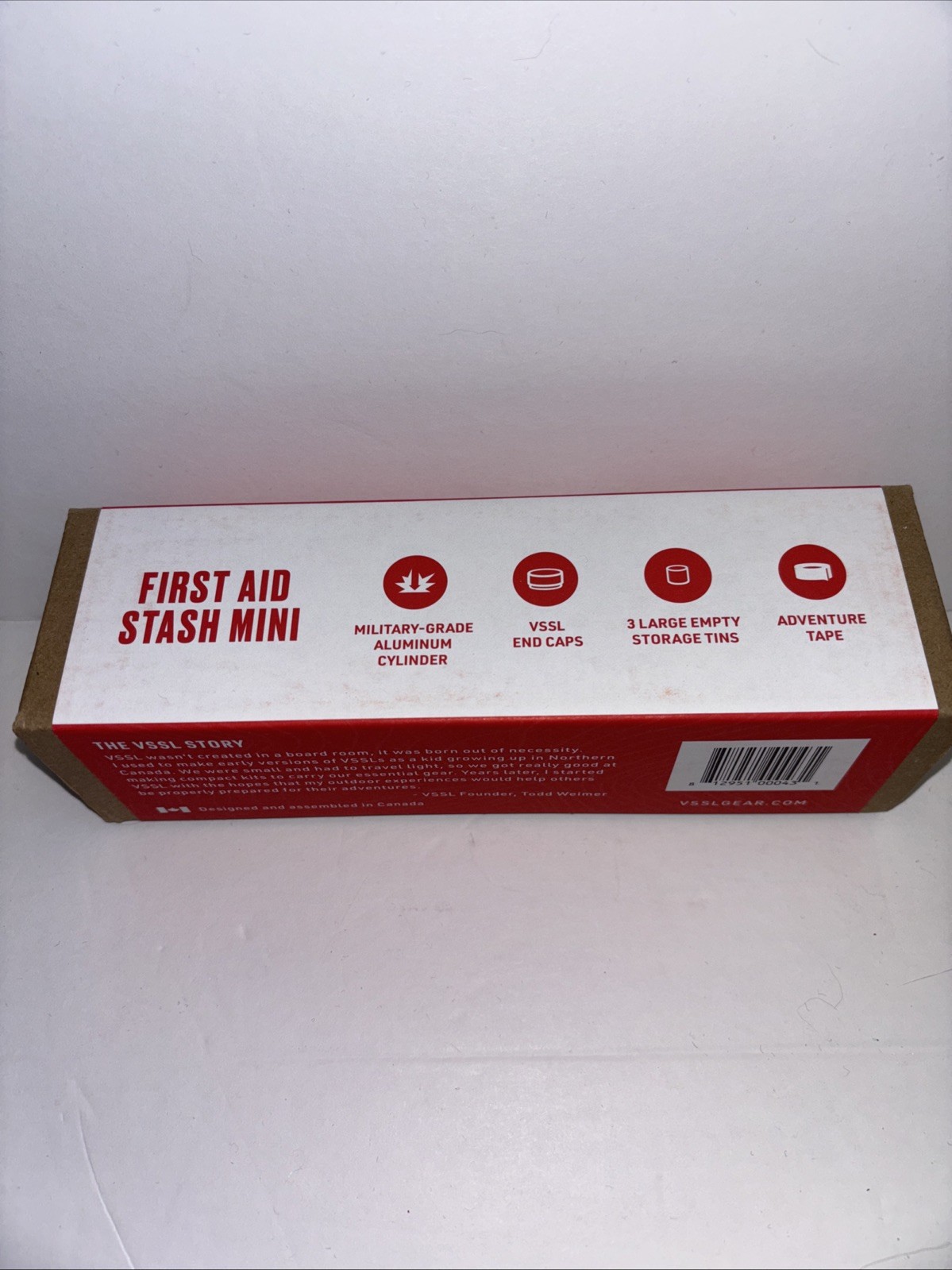 VSSL Mini First Aid Stash Aluminum Cylinder, End Caps, 3 Storage Bins & Tape