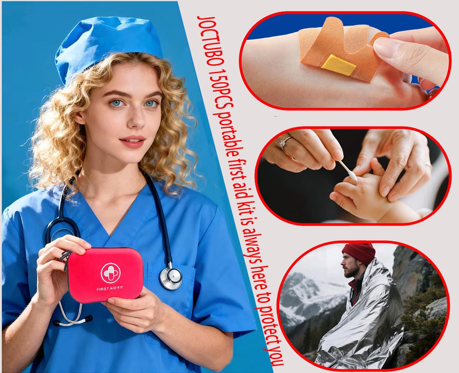 150Piece Waterproof First Aid Kit for Home, Camping, Hiking, and Office