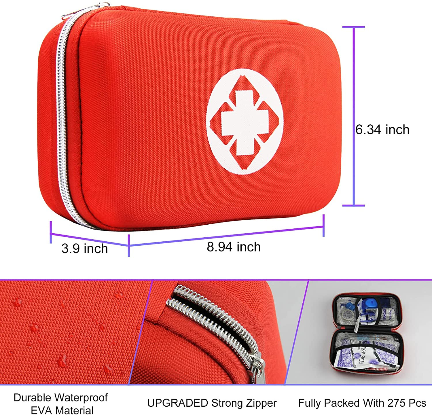 275Pcs Travel First Aid Kits for Car Emergency Preparedness Items Urgent Acciden