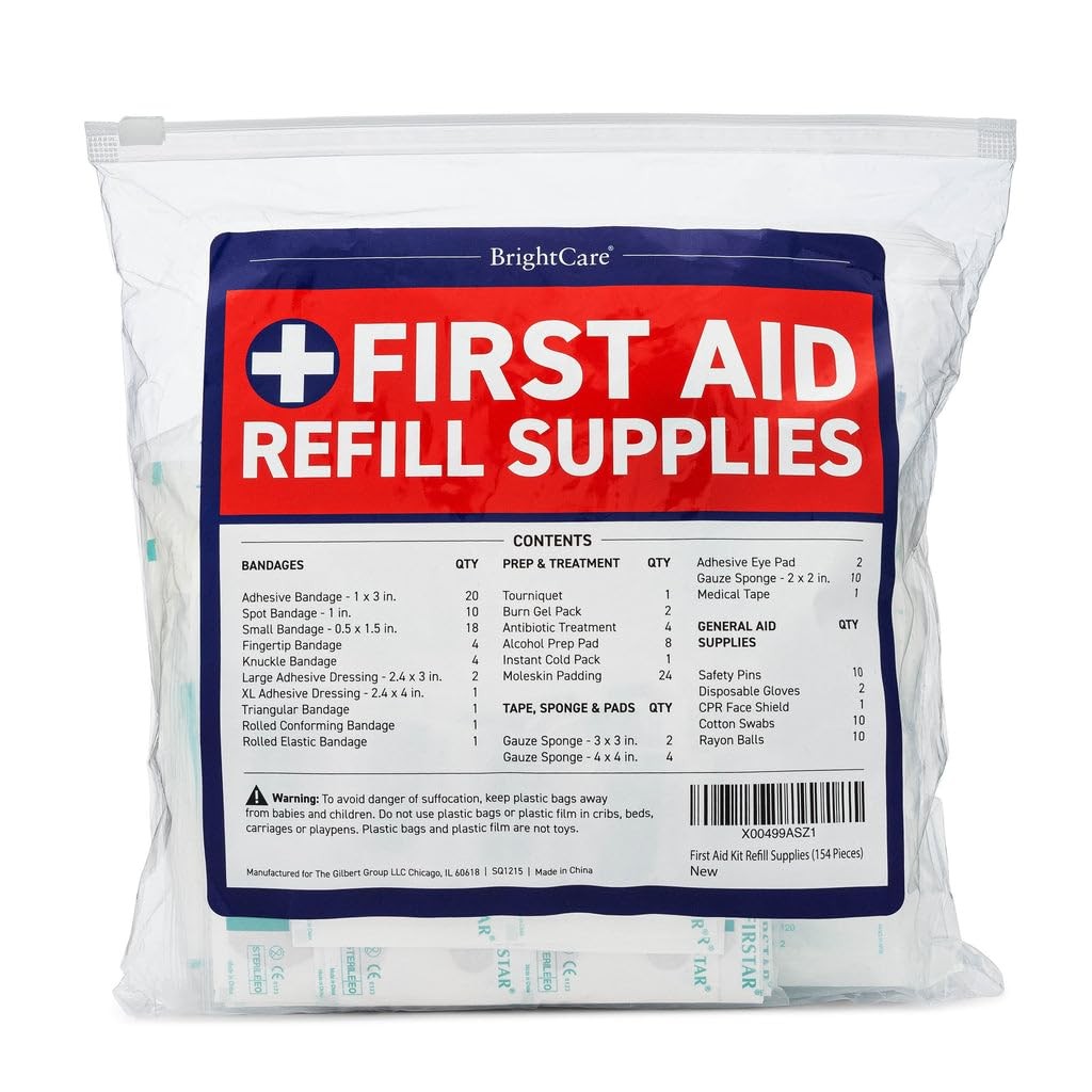 First Aid Kit Refill Supplies – 154 Piece Restock 154 Pieces, White
