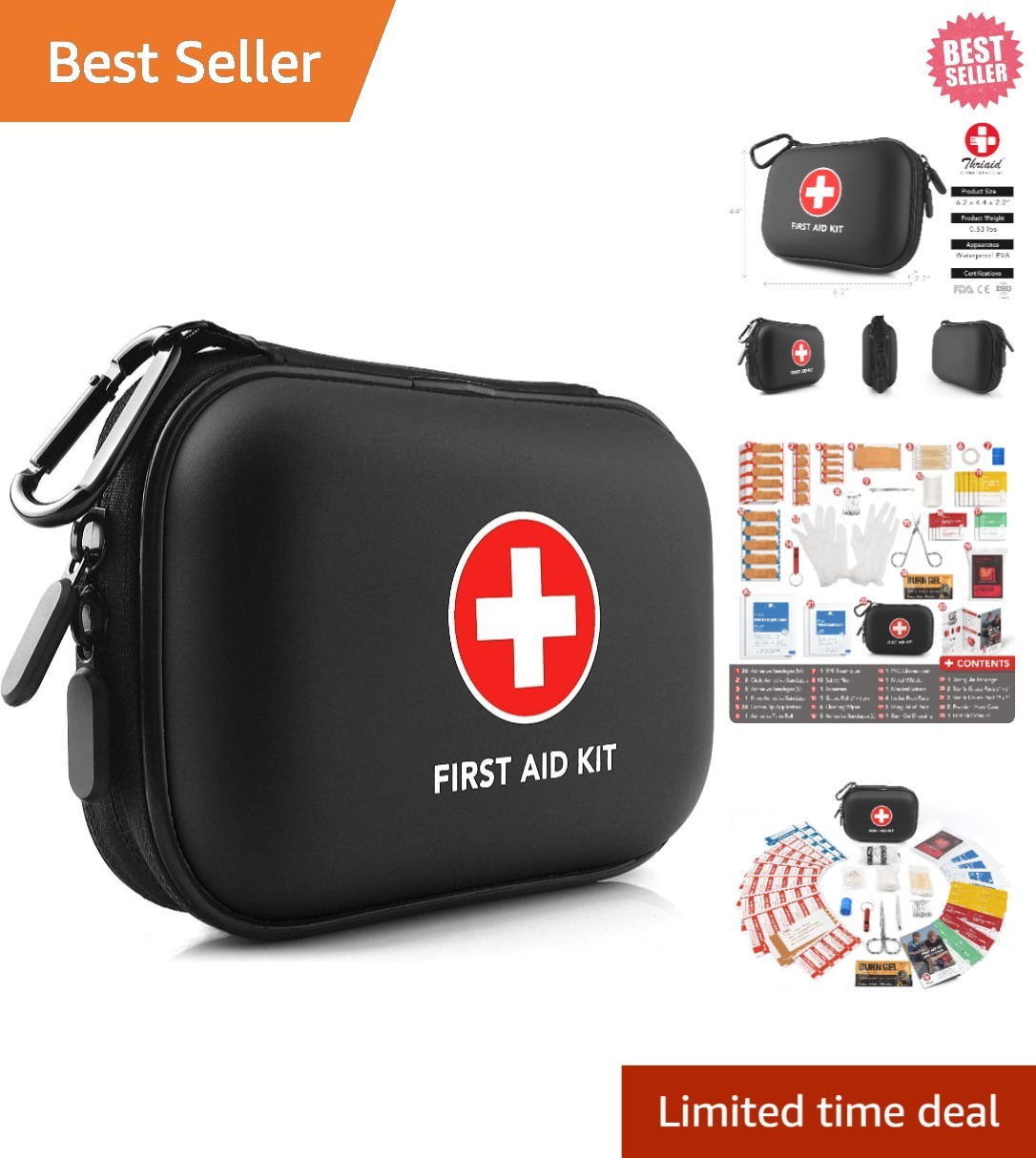 Mini First Aid Kit – 100 Essential Medical Supplies, Waterproof Case