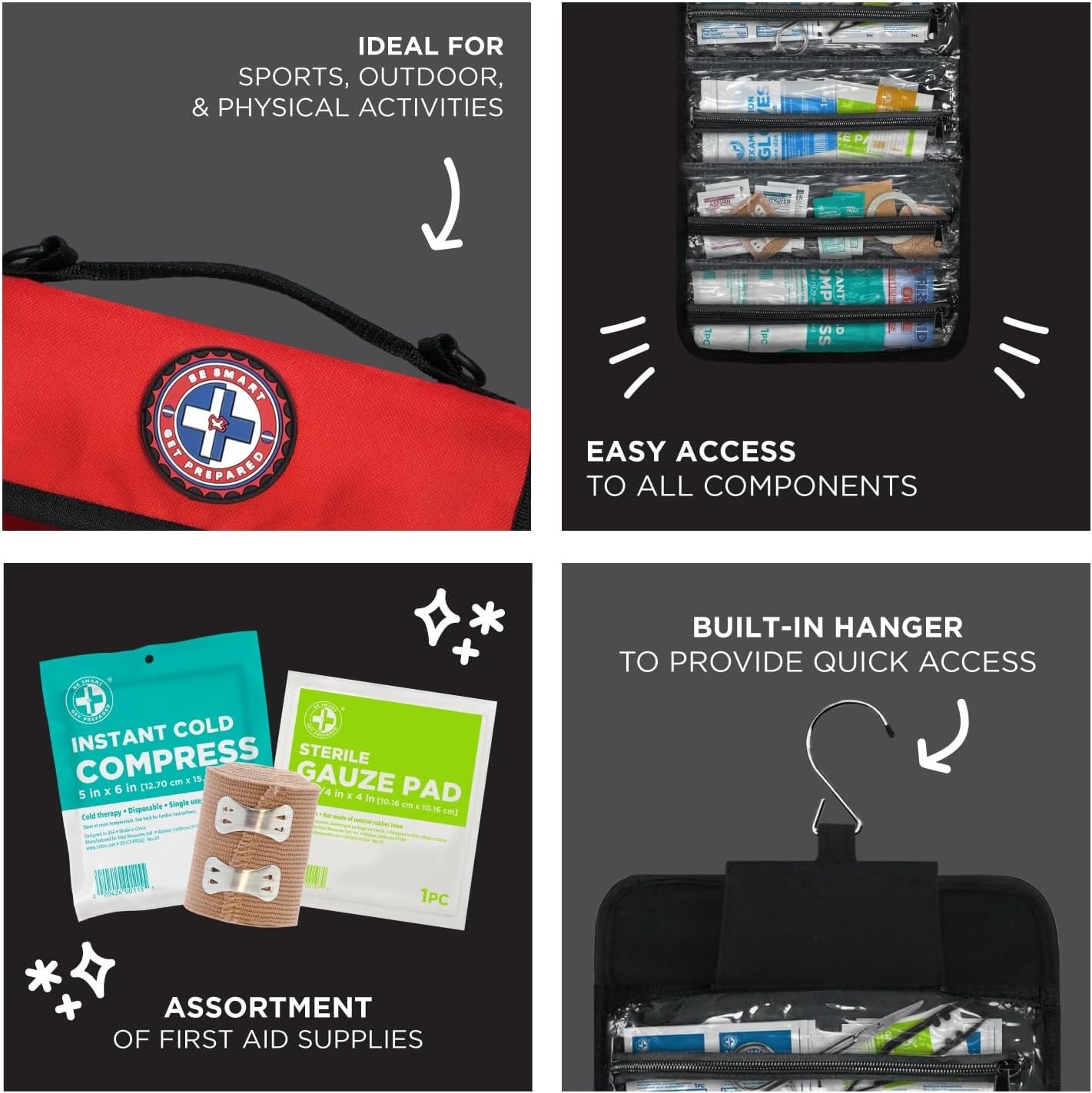 73-Piece Sports First Aid Kit in Portable Roll-Up Bag – Ensure Athlete Safety