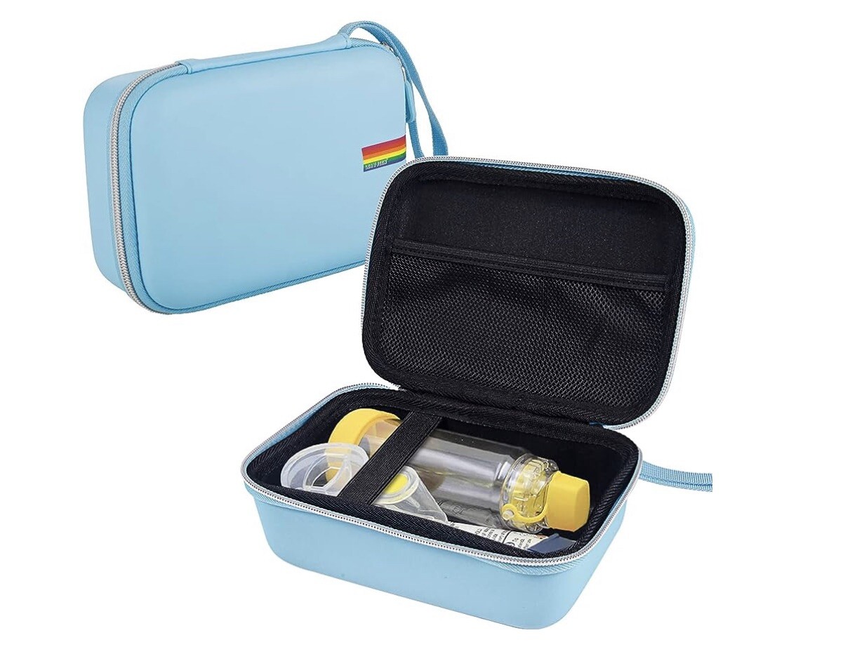 Leayjeen Portable Travel Case – Hard Shell Asthma Protective Case Inhaler, BLUE