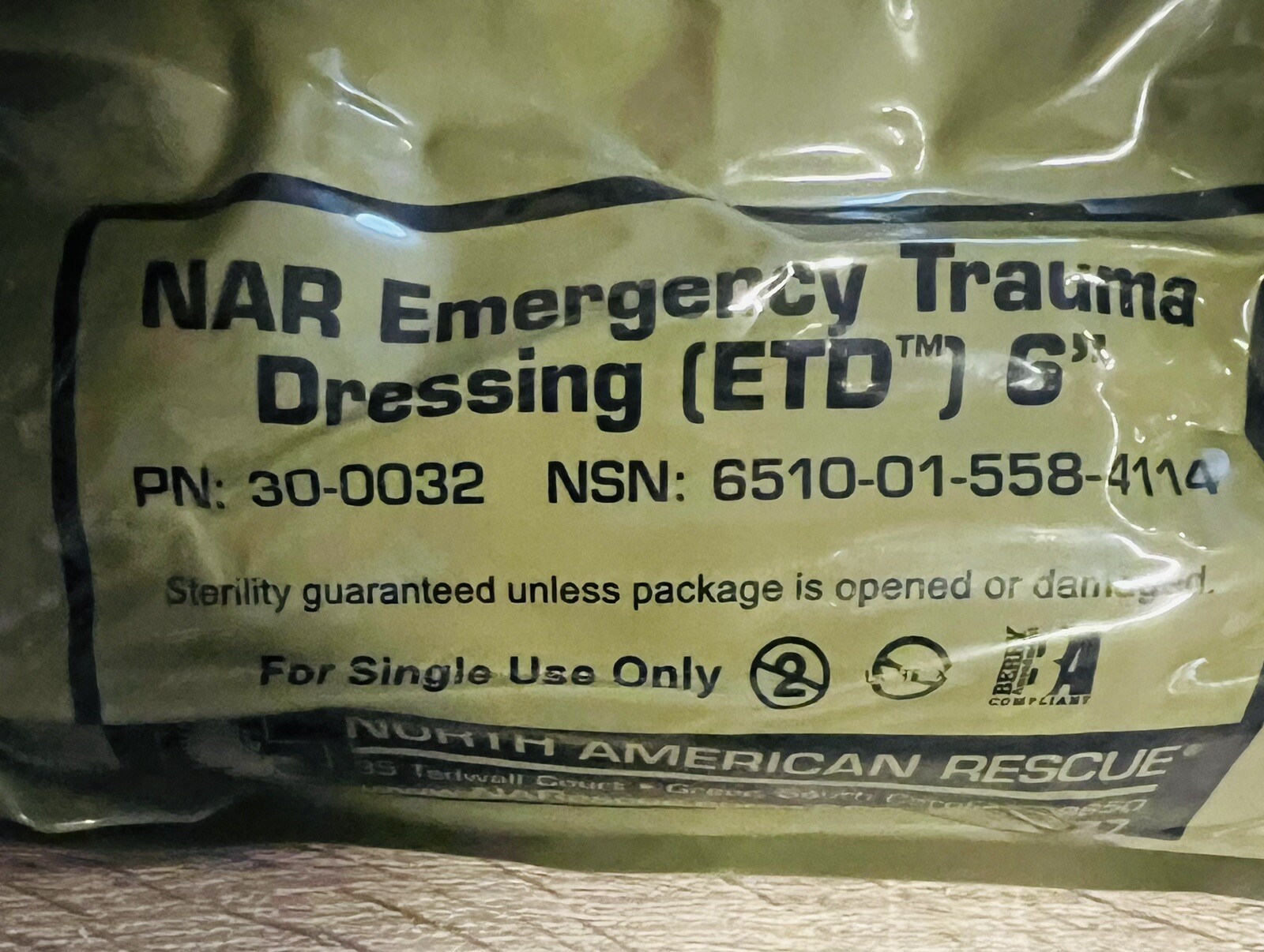 North American Rescue 30-0031 4" Emergency Trauma Dressing Bandage (d)
