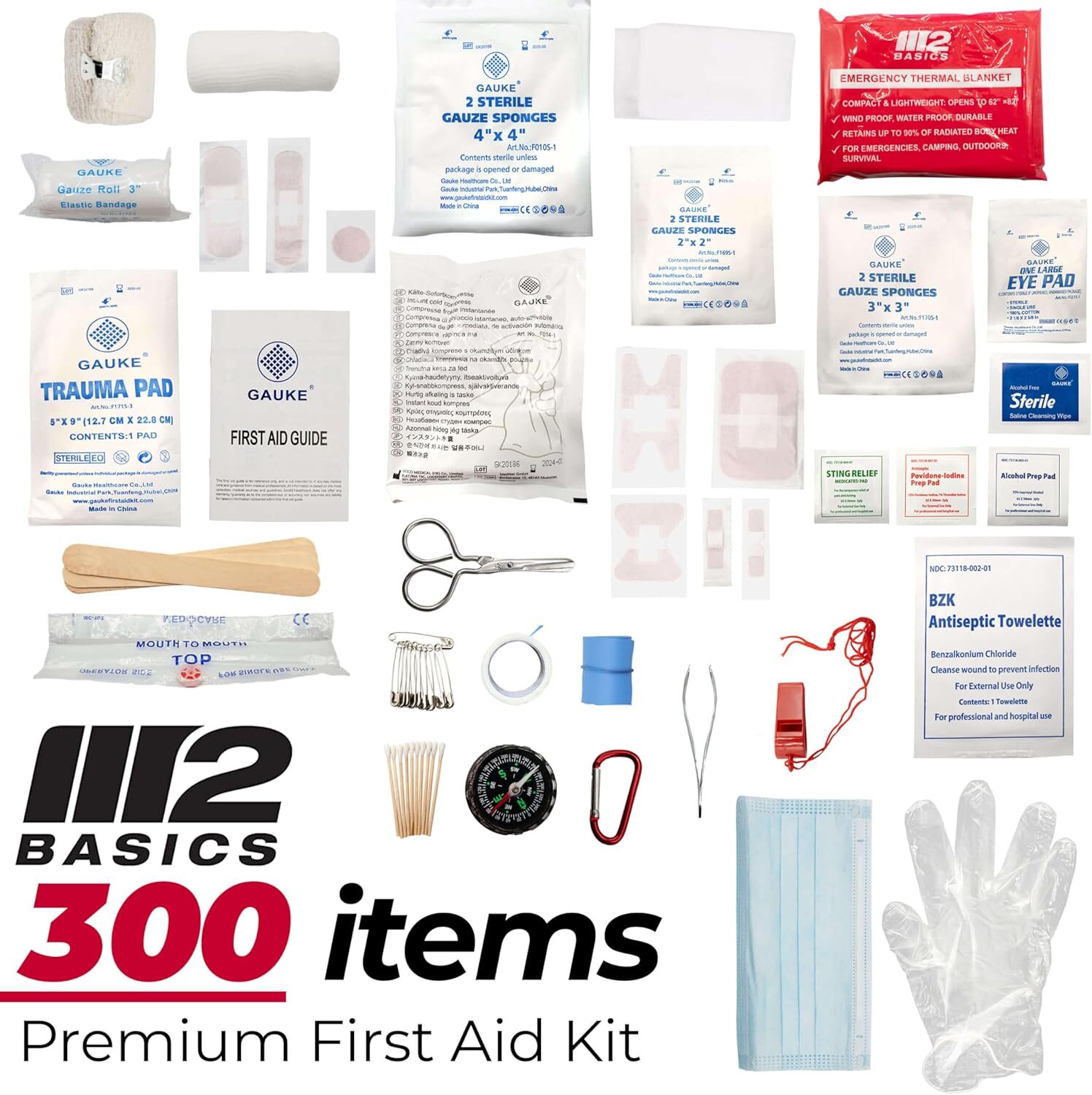 Professional 300 Piece (40 Unique Items) First Aid Kit | Home Car Business