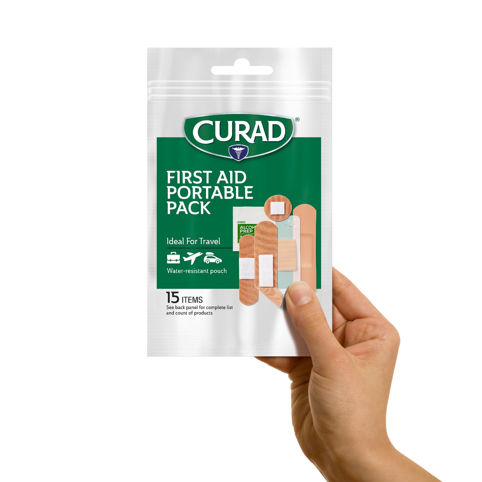 CURAD First Aid Portable Pack |15 – Count On-the-Go 15 (Pack of 12)