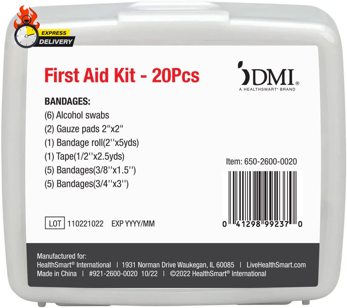 Mini 20-Piece First-Aid Kit, All-Purpose Use for Minor Cuts and Scrapes, Durable
