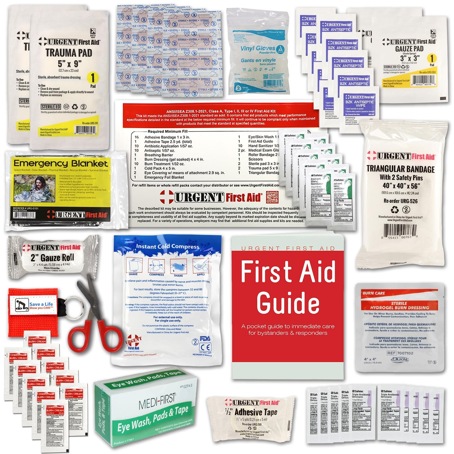 OSHA & ANSI First Aid Kit Refill/Upgrade, 25 Person, 78 Pieces, ANSI 2021 Cla…