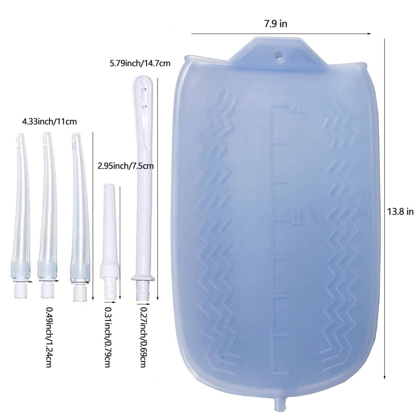Smokitcen Colon Cleanse Enema Bag Kit with 5.2ft Silicone Hose, 5 White