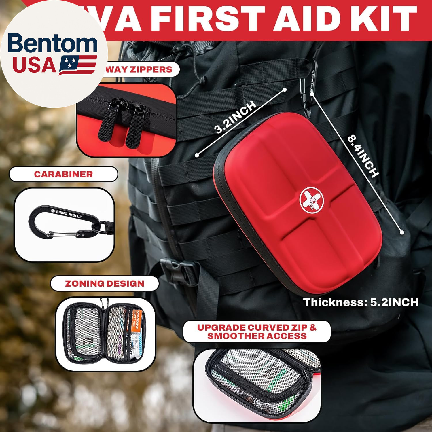 EVA First Aid Kit, Small Waterproof Emergency Hiking First Aid Kit for Backpacki