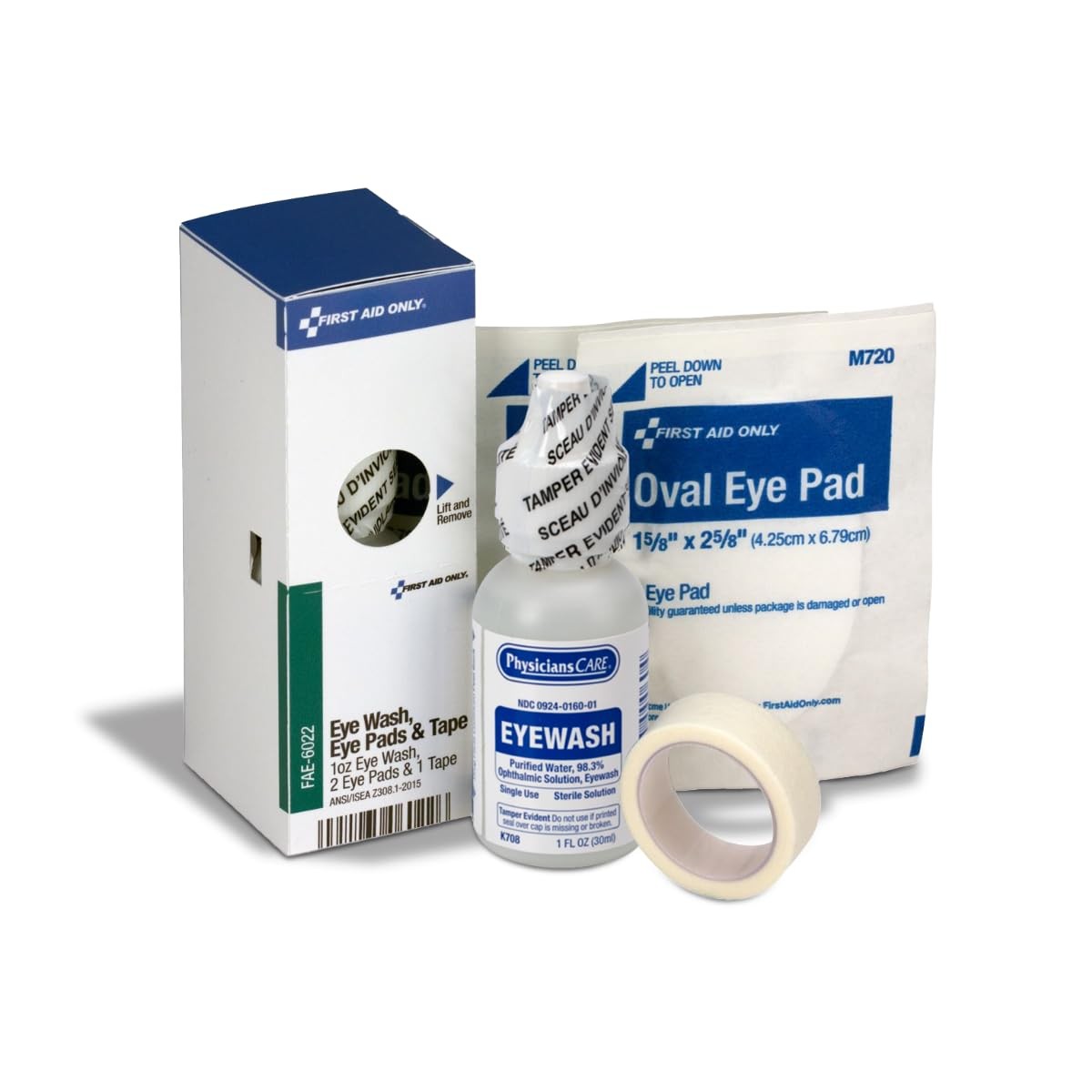 Fae 6022 White All In One Emergency Eye Wash First Aid Kit 4 Piece Set