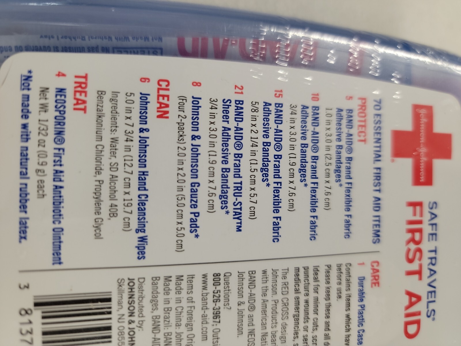 Johnson 70 Pc Safe Travels Portable Emergency First Aid Kit Red Cross Case Box