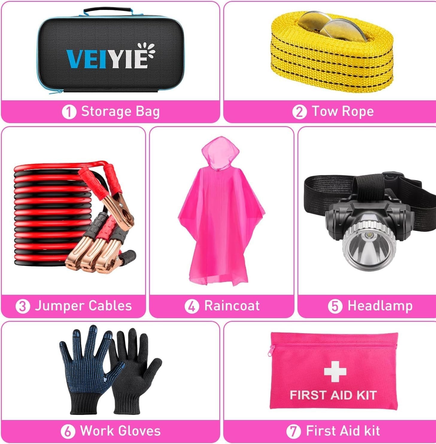 Car Roadside Emergency Kit with Jumper Cables, Car First Aid Kit Emergency Kit f