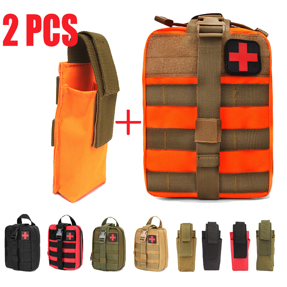 2 Pack First Aid Kit Pouch Rip Away EMT IFAK Medical Bag Scissor Molle Pouches