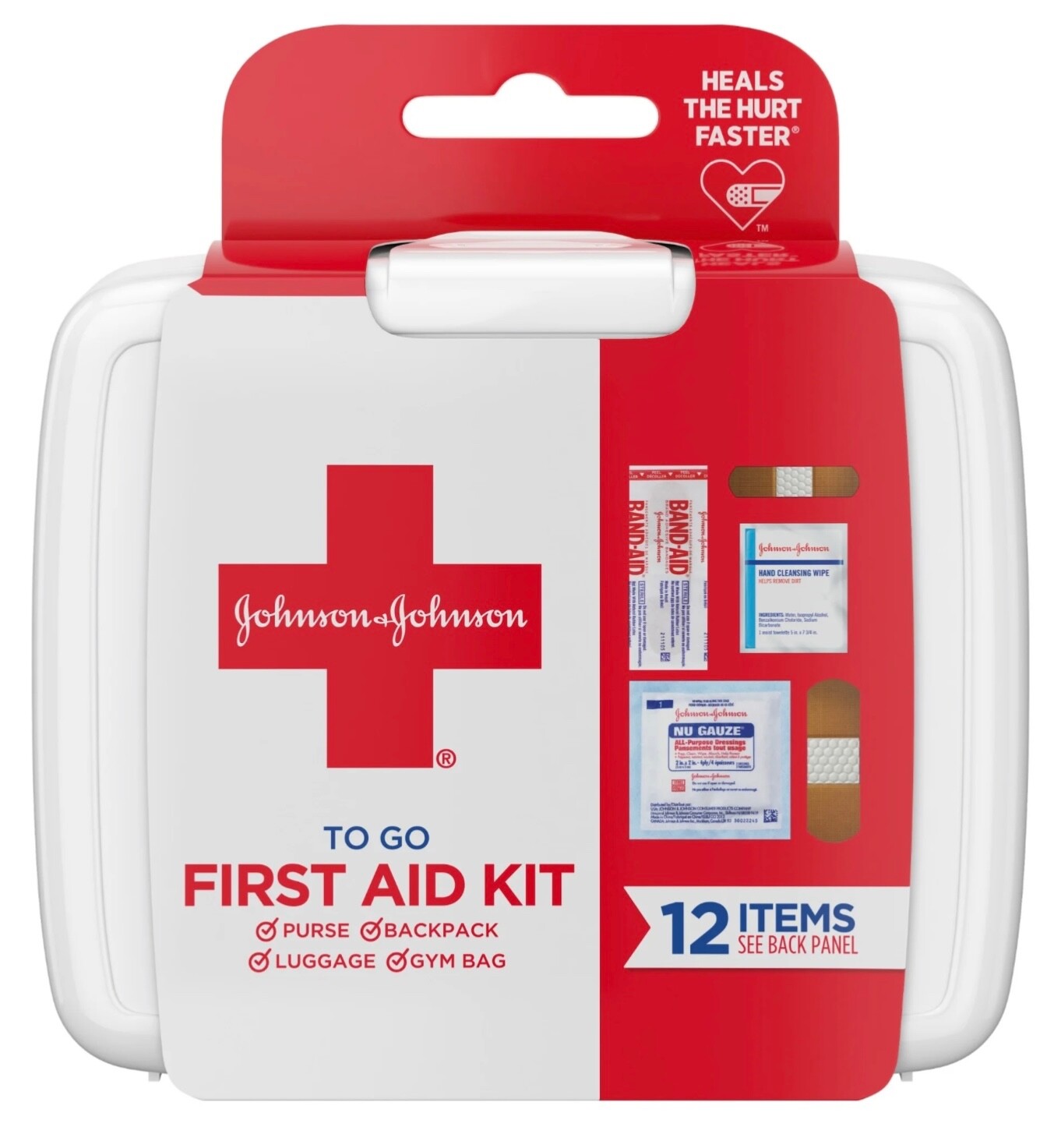Johnson & Johnson First Aid To Go Portable Mini Travel Kit, 12 pieces