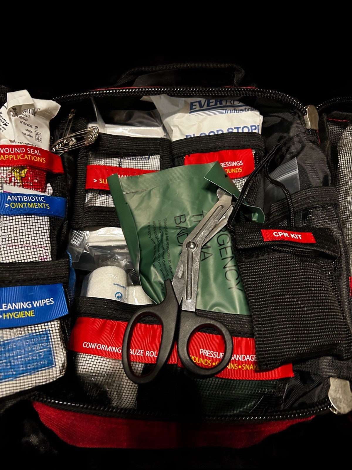 Ever Ready Industries Red First Aid Set Zip Pouch w/ Bandages, Pads, Ointment