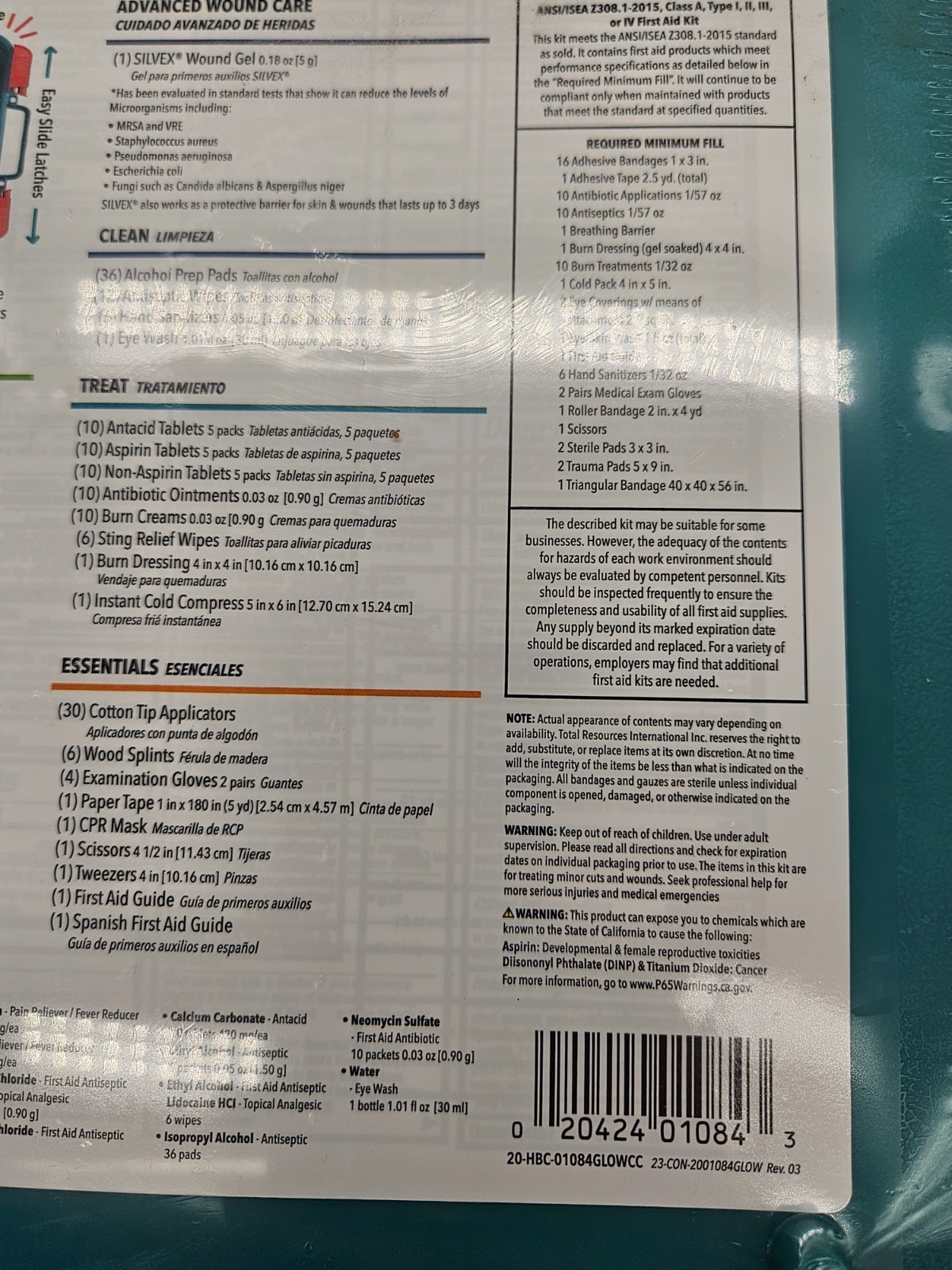 Be Smart Get Prepared 351 Piece First Aid Kit ANSI Class A Wall Mountable Case
