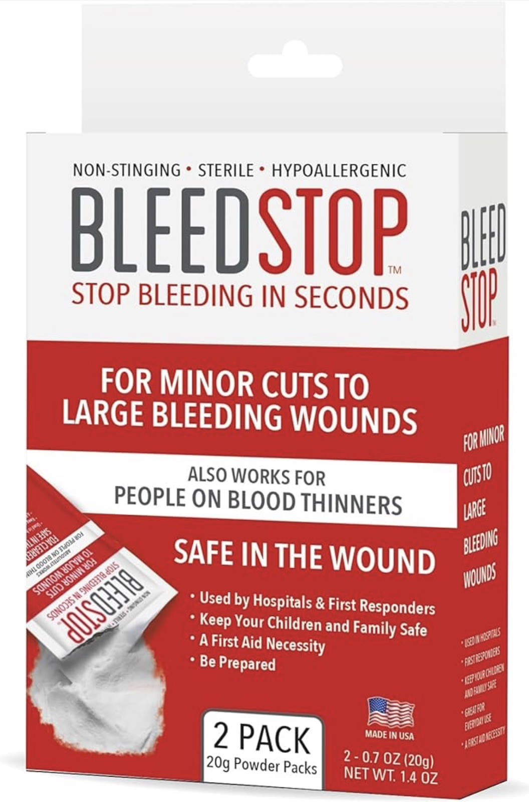 BleedStop™ First Aid Powder for Blood Clotting, Trauma Kit – 2 (20g) Pouches