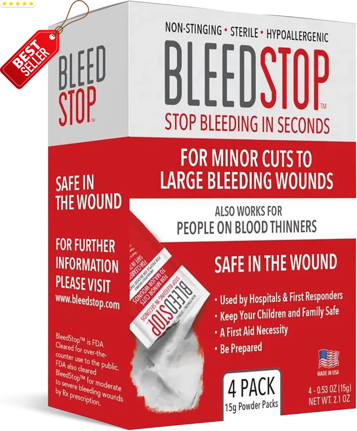 Blood Clotting Powder 4x15g Trauma Bleeding First Aid Kit – US